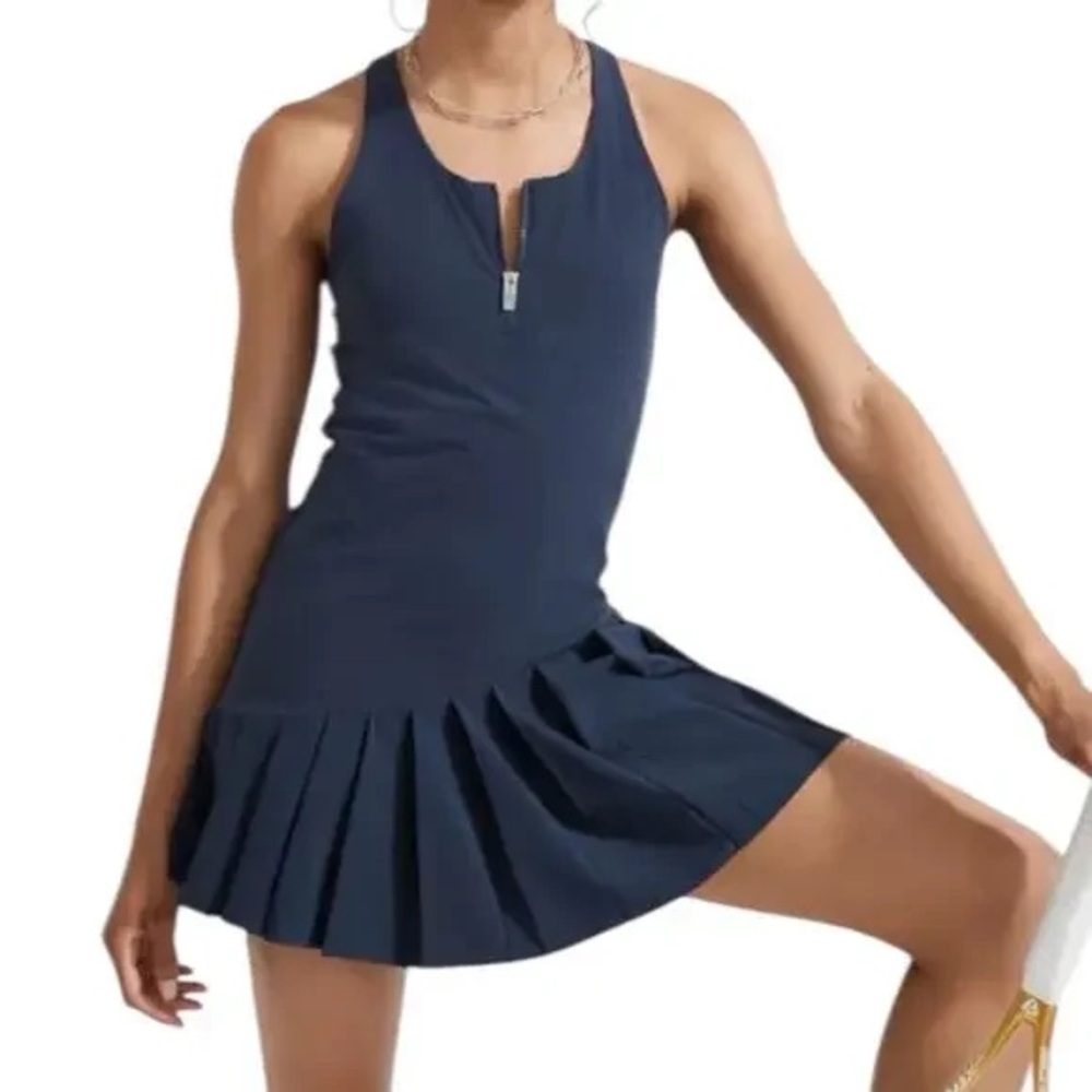 NWT Outdoor Voices Ace Dress Pleated Navy Tennis Prep size L